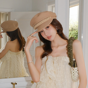 【折】乌克兰设计师Ruslan Baginskiy棕色系帽檐编织绑带报童帽