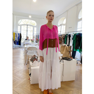 法国设计师品牌 Jejia 荧光粉拼色度假长裙 Masion 4折现货