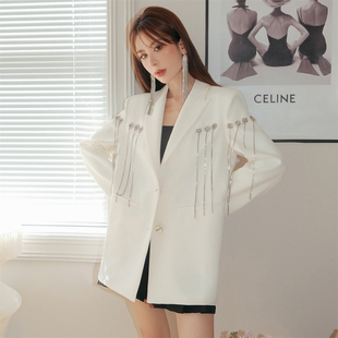 白色气质钻链金属链条挂饰设计西服西装 NOT 2RSS新款 木兰 FOR