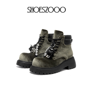 SHOESZOOO2025秋冬新款马丁靴女厚底增高短靴机车英伦风工装靴子