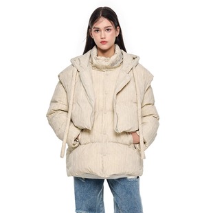 Andrea Martin24秋季新款 灰色可脱卸马甲扎染羽绒服