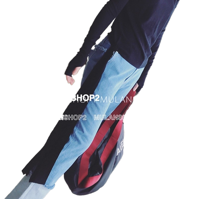 【折】Whole9yard设计师不对称针织毛衣上衣牛仔拼色长裤木兰