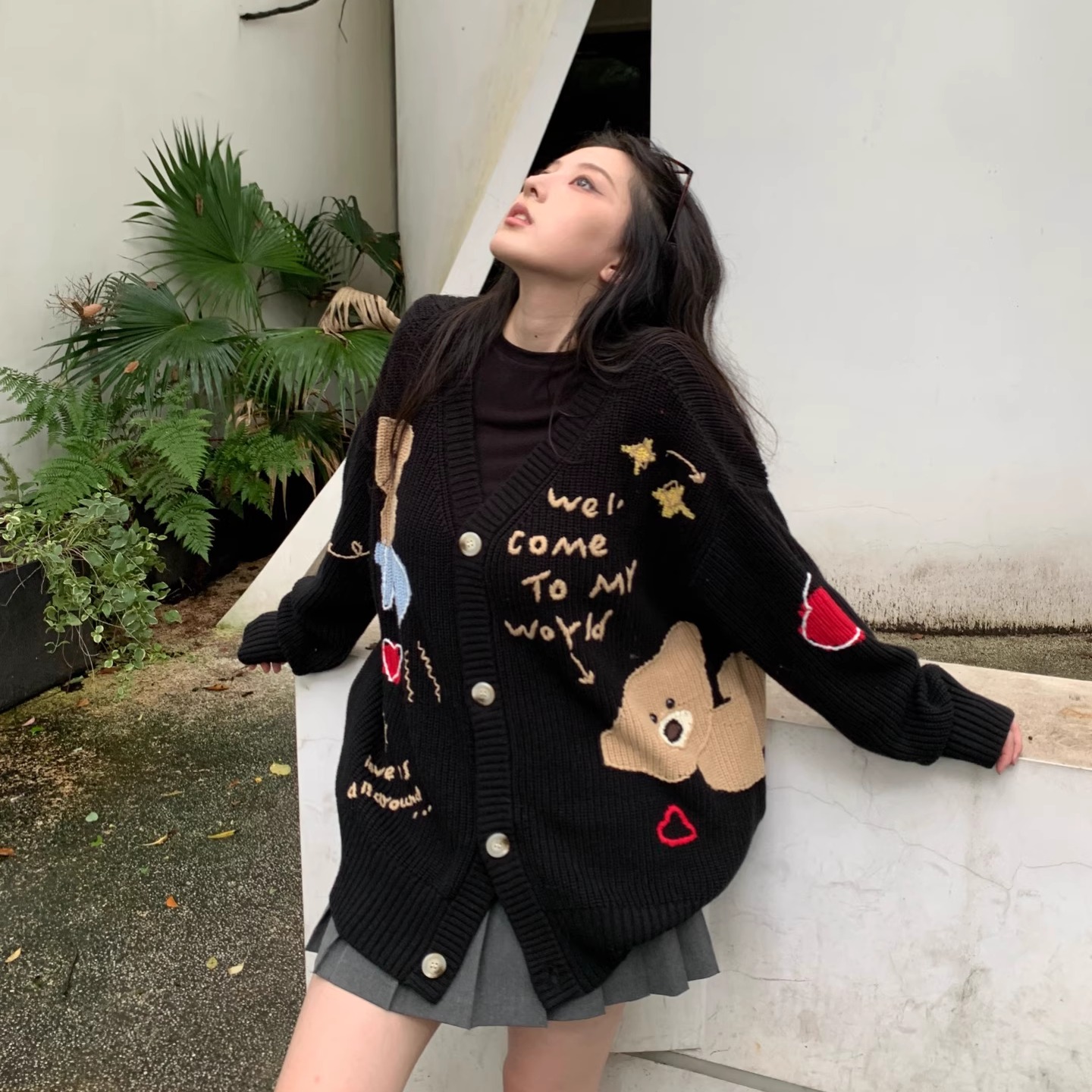 13DE MARZO 2025AW 秋冬新款 第二画布系列 粗针涂鸦提花毛衣开衫