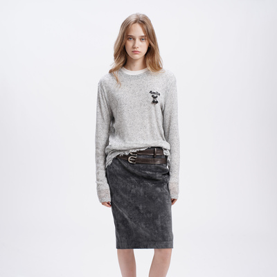 【折】4MILE 24AW新款 LOGO浅灰针织长T两件套