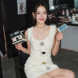 显瘦连衣裙 小个子短款 OLIVIA DUO钻花吊带背心裙女夏外穿2024新款