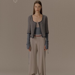 o cloche code_黑白织花开衫  抹胸连身长裤