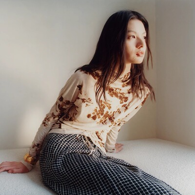 PETRE COR 25AW 印花小立领抽褶上衣百搭 鱼尾裙百搭长裤