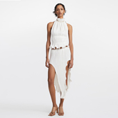 LEE绝美气质无袖 DION 大露背褶皱上衣不规则半裙度假礼服 折XS