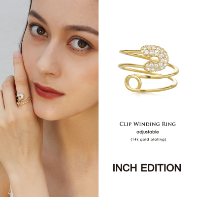 木兰买手店INCH EDITION2021秋冬新品回形针缠绕满钻戒指单戒