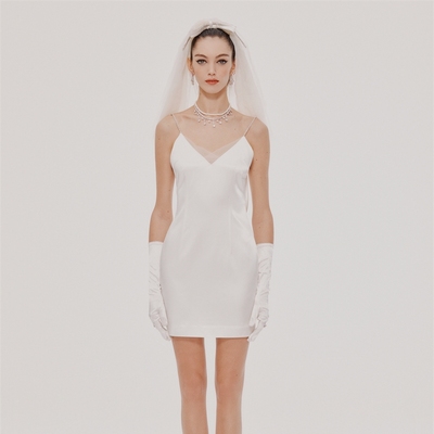 【折】Nana Jacqueline NJ蝴蝶结拖尾装饰缎面紧身吊带连衣裙