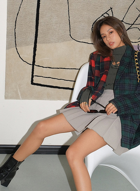 【折】Danielle Guizio BLACK PINK同款绿格纹西装裤子抹胸