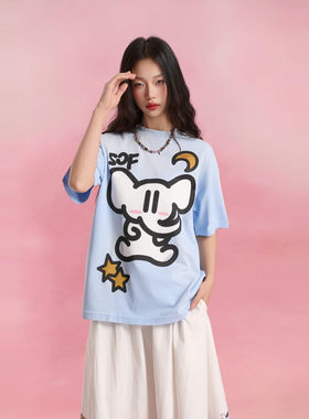 SOFITTE 25ss 黑色小飞象闪粉印花喷色短袖T恤