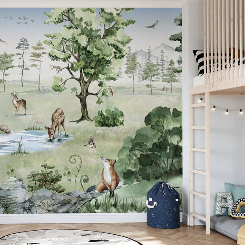 瑞典原装进口定制壁画animal_kingdom现代 儿童 动物丛林背景墙纸