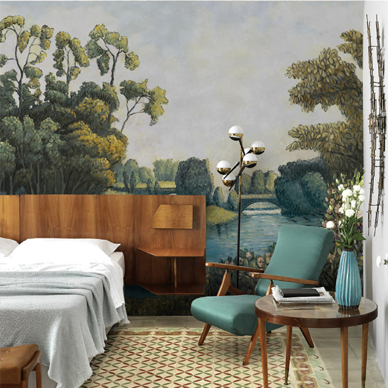 海利克尔庄园古典欧洲庄园风光风景壁画欧式庭院背景墙可定制无缝