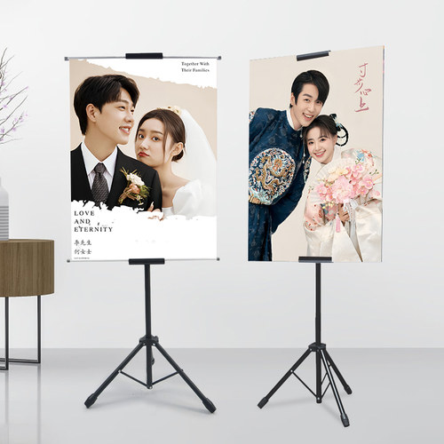 双面移动三角挂画落地订制板展架