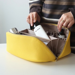 山叩sainkho真皮化妆包牛皮洗漱包高档女式旅行手提大开口收纳包