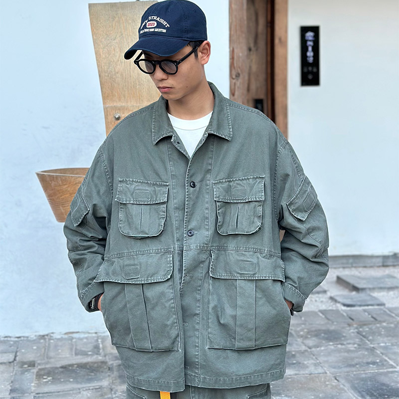 DRIVESTRAIGHT 23AW支线日系水洗做旧多口袋休闲外套夹克 DSTR