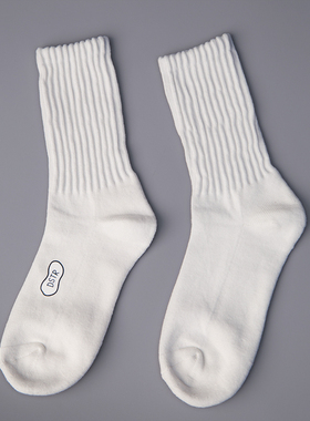 DRIVESTRAIGHT 23SS日系休闲百搭长筒袜纯棉运动潮流印花纯色长袜