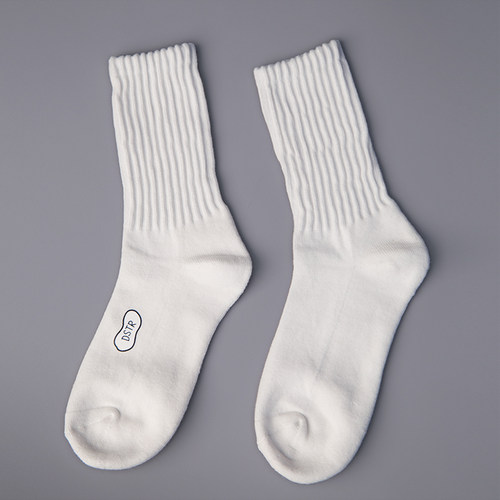 DRIVESTRAIGHT 23SS日系休闲百搭长筒袜纯棉运动潮流印花纯色长袜