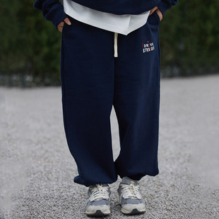 DRIVESTRAIGHT 23AW冬季日系重磅加绒束脚运动裤百搭宽松卫裤长裤
