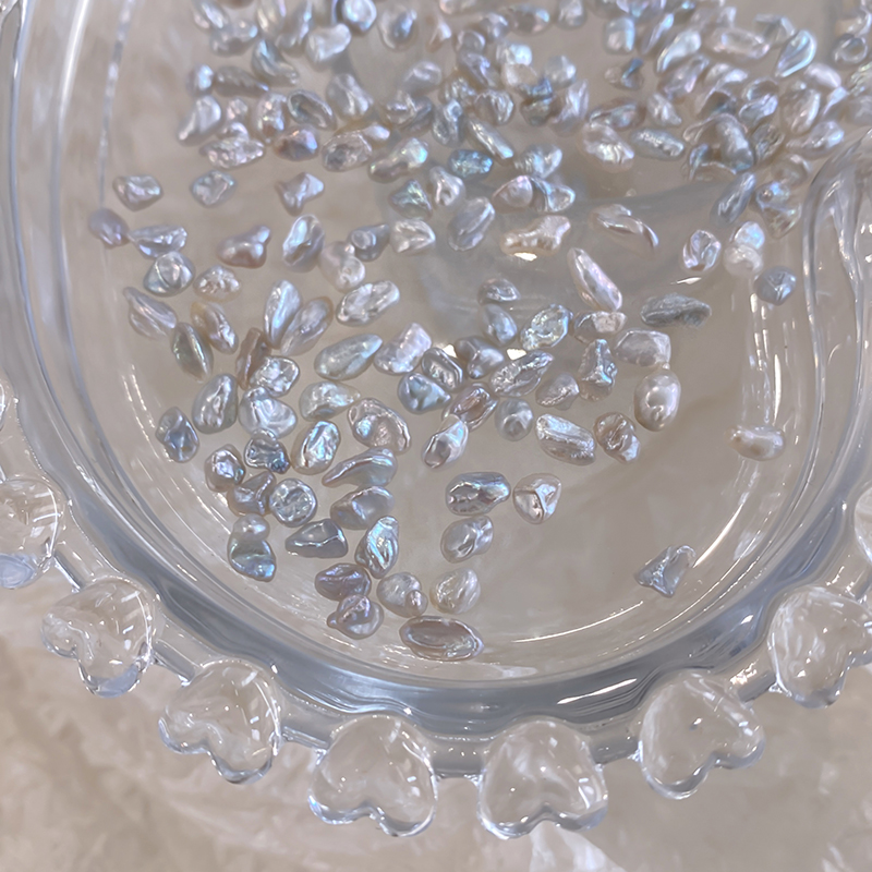 中等偏小天然巴洛克珍珠putone putone限量淡水灰色粉色极光美甲