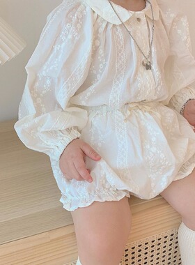 BBABBA现货短裤女童套装夏季2021新款儿童韩版小香风短袖衬衫套装