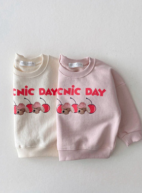 BBABBA韩版女童童装春秋棉卫衣洋气婴幼童宝宝小熊套头潮搭上衣