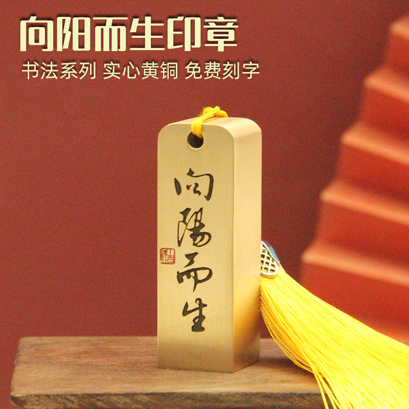 向阳而生书法黄铜印章个人姓名章