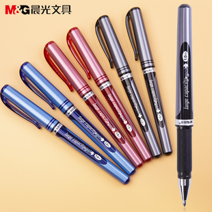 晨光中性笔1.0mm大笔画加粗商务办公签字笔学生硬笔书法练字笔黑色蓝红色水笔笔芯AGP13604水性笔文具