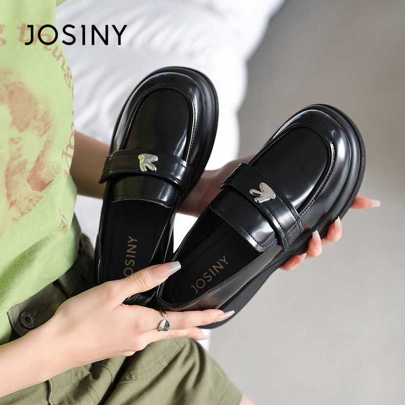 卓诗尼厚底乐福鞋2024春季新款平底休闲低帮单鞋百搭黑色女鞋,女鞋,乐福鞋（豆豆鞋）,淘宝优惠券,粉丝福利购,淘宝优惠卷