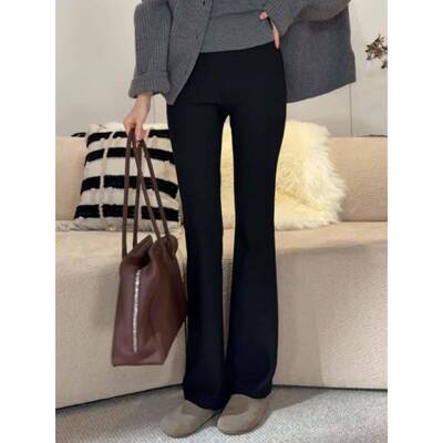 3个裤长可选】20裤25冬底季新款加绒加厚微喇小黑HKK【女外穿打裤