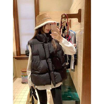 muikumi美式覆古纯色立领铺棉外套马甲女装秋季MXZ休宽松百k搭外