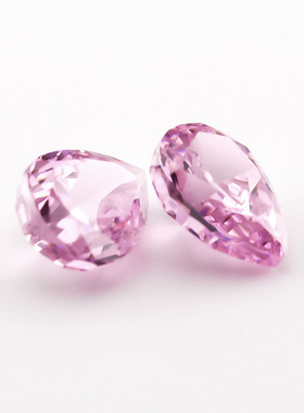 冰花切高碳钻宝石梨形切割锆石璀璨玫红色未镶嵌定制戒指主石