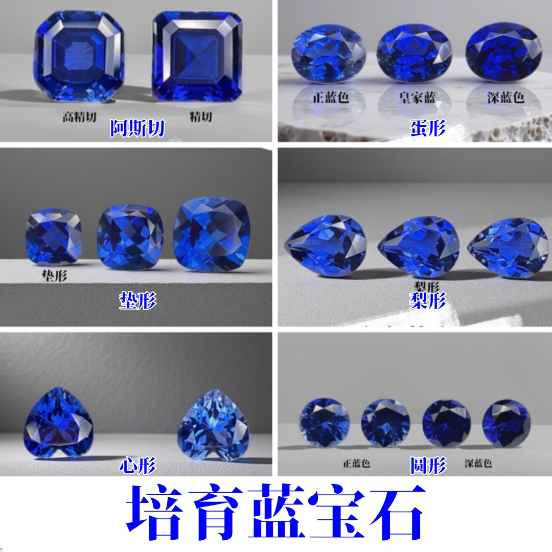实验室培育蓝宝石 蛋形心形阿斯切宝石裸石 珠宝首饰加工镶嵌主石