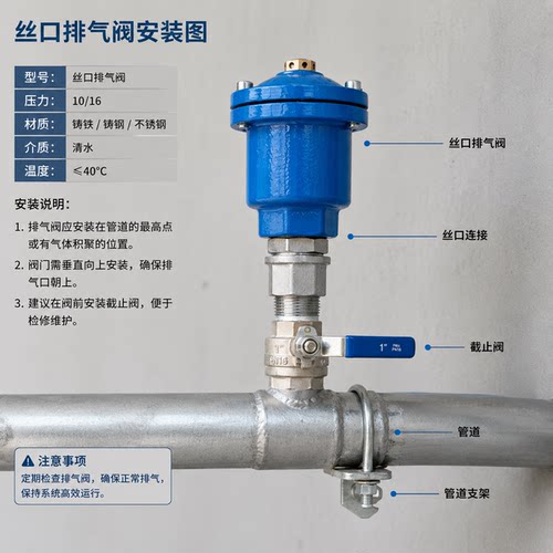 QB1铸铁丝接排气阀快速自动进排气阀DN20-DN50清水采暖P11X