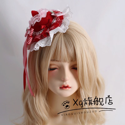 洛丽塔可爱草莓ap蝴蝶结扁帽