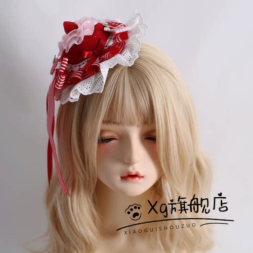 洛丽塔可爱草莓ap蝴蝶结扁帽