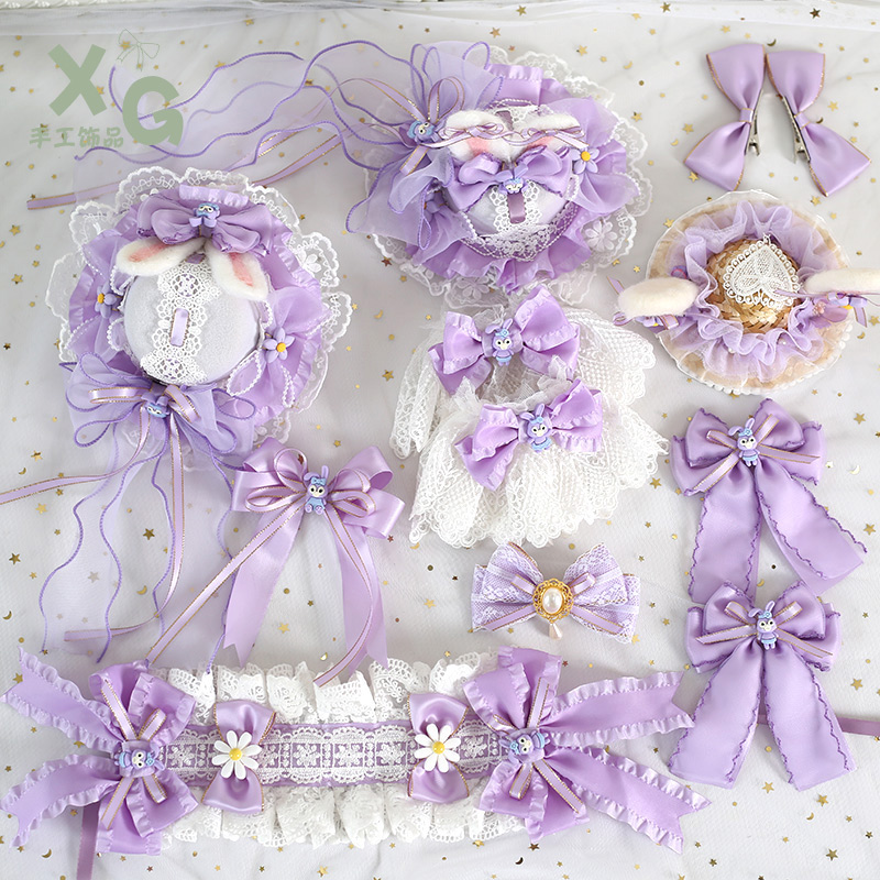 新款浅紫色洛丽塔发带小礼帽Lolita百搭蕾丝