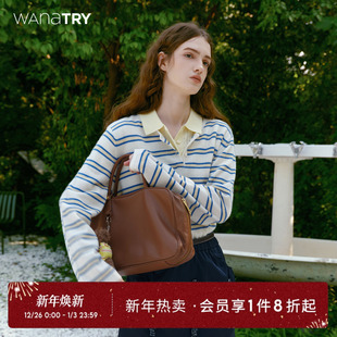 明星同款 新款 wana 2025秋季 女装 try羊毛条纹套头舒适针织衫