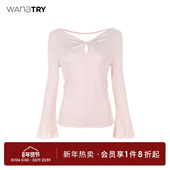 扭结打底衫 wana 软糯内搭 新款 女装 try天丝羊毛长袖 微喇上衣冬季