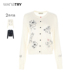 wana 上衣内搭 宽松简约百搭休闲女款 try绵羊毛印花针织开衫 新款