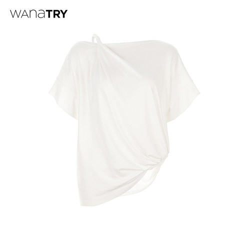wanatry醋酸舒适不对称露肩上衣
