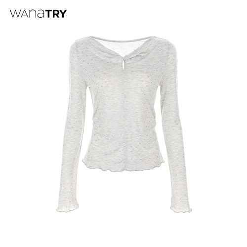 wanatry蝴蝶结领口打底上衣