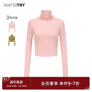try羊毛高领纸片人打底衫 上衣修身 新款 短款 内搭 韩系简约女款 wana