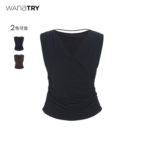 wanatry莱赛尔无袖交叉设计上衣