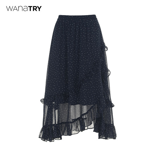 wanatry不对称设计波点半裙