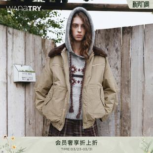 女款 新款 上衣 try绵羊毛填充棉超厚保暖外套卡其色2025冬季 wana