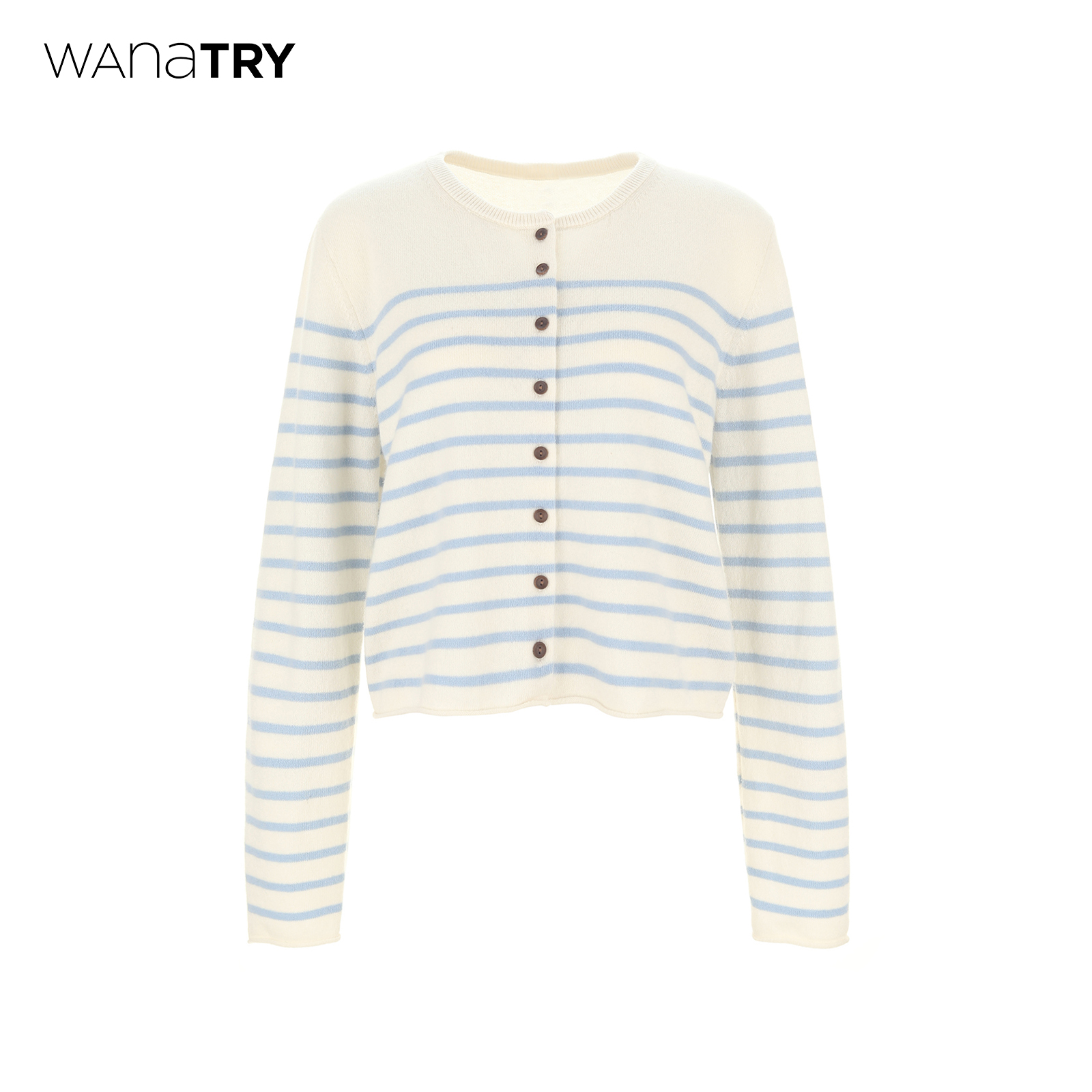 wanatry白色蓝条纹软糯针织衫