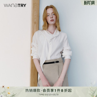 气质简约时髦通勤女款 wana 新款 多种系法冬季 上衣 try醋酸飘带衬衫