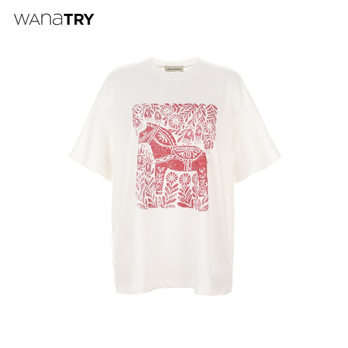 wanatry小马印花新年T恤